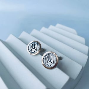 Ukraine cufflinks silver 925 Mens Gift Coat of Arms of Ukraine as Anniversary Gift Ukrainian gifts Emblem of Ukraine