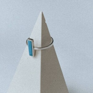 925 Sterling Silver ring Blue Turquoise Jewelry Gift Chunky Band Dainty Rectangle Ring Gift For Her Bezel Rings edding gift Jewelry