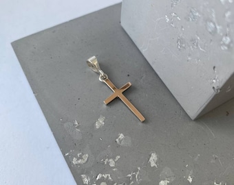 Collar de cruz simple, cruz de plata 925, colgante de cruz pequeña, regalo de joyería religiosa para ella, collar cristiano minimalista