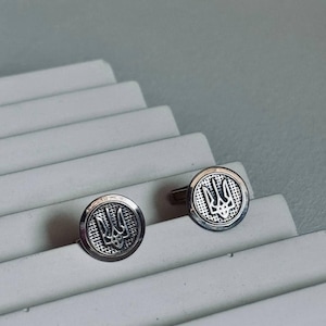 ukrainian cufflinks silver 925 Mens Gift Coat of Arms of Ukraine ukraine cuff links Emblem of Ukraine manschettenknopf