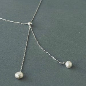 Pearl Necklace silver 925, June Birthstone y necklace, simple necklace, wedding necklace, minimalist necklace Pearl Drop Necklace