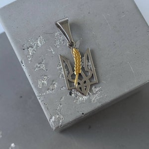 Ukraine Schmuck Dreizack Halskette Anhänger Dreizack Halskette mit Gold Ohr, Sterling Silber Anhänger Tryzub Charme Trizub colgante