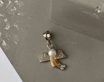 天使のペンダント スターリングシルバー 天使のペンダント pendentif ange argent 925 女の子のための守護天使 シルバー CZ 天使のペンダント 天使の母