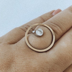 Open circle silver ring Round ring sterling silver 925 ring, ring with gold, Minimal Geometric Ring, Gold Stacking Ring, Christmas Git