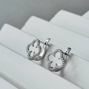 Open Four Clover Earrings for Women earrings | fashion jewelry | open quatrefoil | 4 leaf clover earring | CZ Flower clover stud earrings
