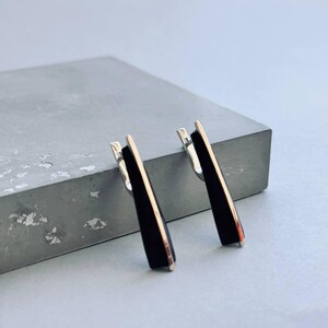 artisan black and silver bar earrings, sterling silver 925,
