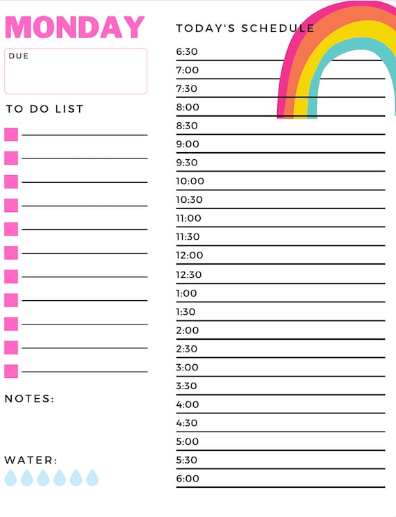 Daily Planner: Printable Digital Download Weekly Planner. 7 - Etsy