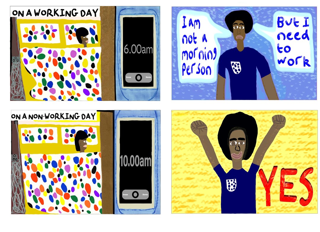 Non Working Image Art Print: Working Vs Non-working Day Contrast, Morning Person Struggle ...