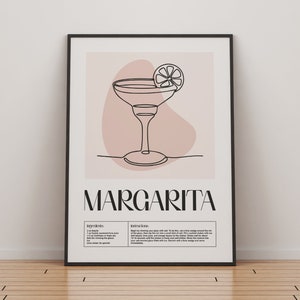 Margarita Cocktail Print | Classic Cocktails Mixology | Kitchen Cocktail Art | Cocktail Recipe | Cocktail Guide | Bar Gift | Abstract Decor