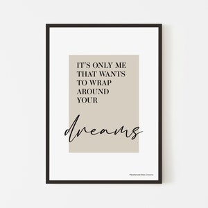 Wrap Around Dreams Inspired Print | Poster | Music Print | A6 A5 A4 A3 A2 A1 | Typography | Wall Art | Indie Rock Art | Home Decor | Gift