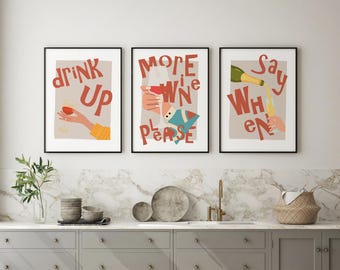 3 beliebige Getränke | Mix and Match | Klassische Cocktails Mixologie | A5 A4 A3 A2 A1 50x70 | Cin Cin Prost Prost | Bar Geschenk | Wohndekor