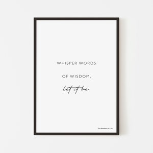 Whisper Words Inspired Print | Poster | Music Print | A6 A5 A4 A3 A2 A1 50x70cm | Typography | Wall Art | Minimalist | Liverpool | Gift Idea