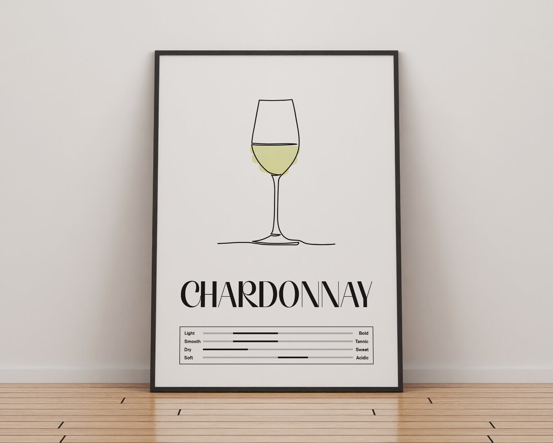 Chardonnay Wine Print White Wine Kitchen Drink Art Wine Lover Gift Idea