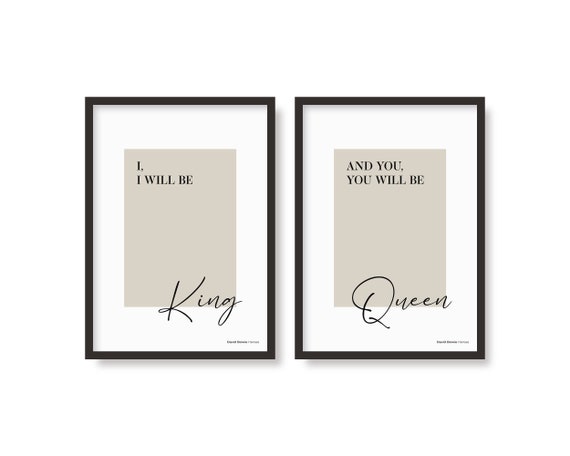 Heroes Inspired King & Queen Lyrics Poster Set Music Print -  Finland