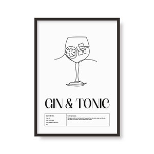 Gin and Tonic Cocktail Print Classic Cocktails Mixology Kitchen Cocktail Art Cocktail Recipe Cocktail Guide Bar Gift Home Decor image 4