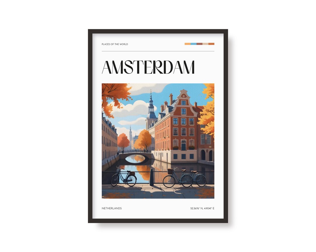 Amsterdam Location Illustration Print | Travel Poster | Wall Art | Home ...