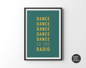 Transmission Inspired Print | Song Lyrics Poster |  Dance To The Radio | Music Print | A5 A4 A3 A2 A1 | Home Decor | Wall Art | Indie