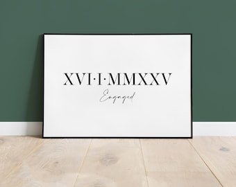 Personalisierte römische Ziffern Datum Druck | Poster | Benutzerdefinierte Geschenkidee | A6 A5 A4 A3 A2 A1 | Hochzeit | Verlobung | Neue Home | Wandkunst
