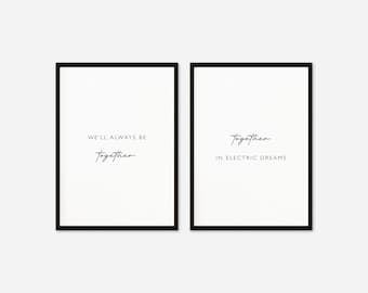 Together In Electric Dreams | Set of Lyric Prints | Music Poster | A5 A4 A3 | Typography | Home Decor | Wall Art | Indie Rock | Gift