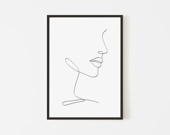 Può includere: Un disegno in bianco e nero di un viso di profilo. Il disegno è semplice e minimalista, con solo il contorno del viso, il naso, le labbra e il mento visibili.