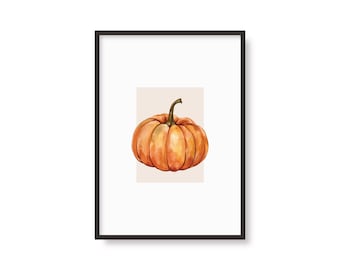 Pumpkin Print | Season | Autumn | Fall | Halloween Poster | A6 A5 A4 A3 | Watercolour Drawing | Home Decor | Wall Art | Living Room