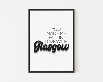 Glasgow Inspired Print | Music Poster | A6 A5 A4 A3 A2 A1 50x70cm | Indie Rock Art | Gig Concert | Manchester | Gift Idea | Unframed