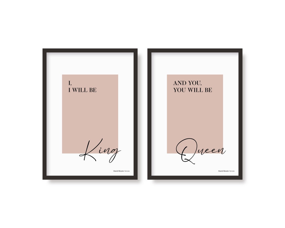 Heroes Inspired King & Queen Lyrics Poster Set Music Print -  Finland