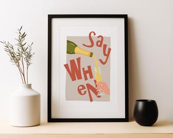 Sag wann Getränke drucken | Wein Wand Kunst | Klassische Cocktails Mixologie | Küche Cocktail Kunst | Cocktail-Poster | Bar Geschenk | Wohnkultur | Prost