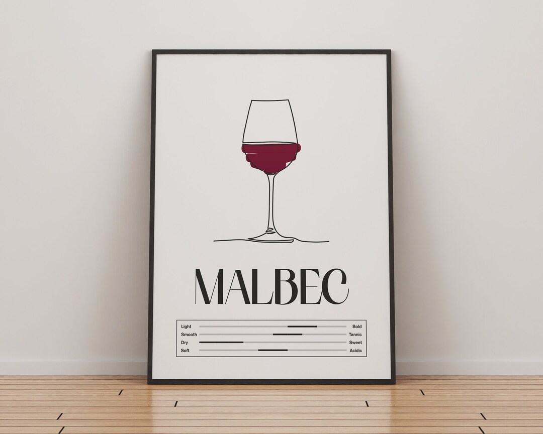 Malbec Wine Print Red Wine Kitchen Drink Art Wine Lover Gift Idea Bar