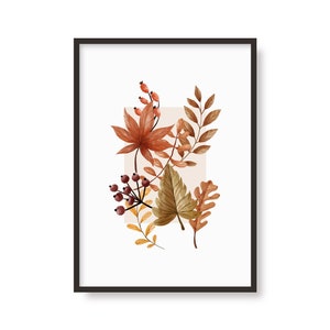 Herbstlaub Druck | Saison | Hallo Herbst |  Botanisches Poster | A6 A5 A4 A3 | AquarellZeichnung | Wohndekor | Wandbild | Wohnzimmer