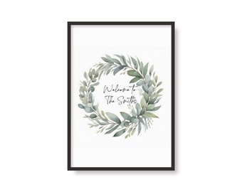 Personalisierter botanischer Kranzdruck | Hausnummer Ort Geschenk | Poster mit Familiennamen | A5 A4 A3 A2 A1 | Wandkunst | Wohnkultur | Kundenspezifische Kunst