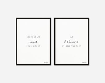 Need Each Other Inspired Set of Prints | Music Poster | A6 A5 A4 A3 A2 A1 50x70cm | Typography | Home Decor | Wall Art | Custom Available