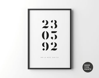 Personalised Date Print | Memorable Date Gift | A5 A4 A3 A2 A1 | Typography | Wall Art | Home Decor | Inspirational | Custom Art