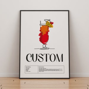 Personalisierte benutzerdefinierte Cocktail Print | Klassische Cocktails Mixologie | Küche Cocktail Kunst | Cocktail Rezept-Anleitung | Bar Geschenk | Wohndekor