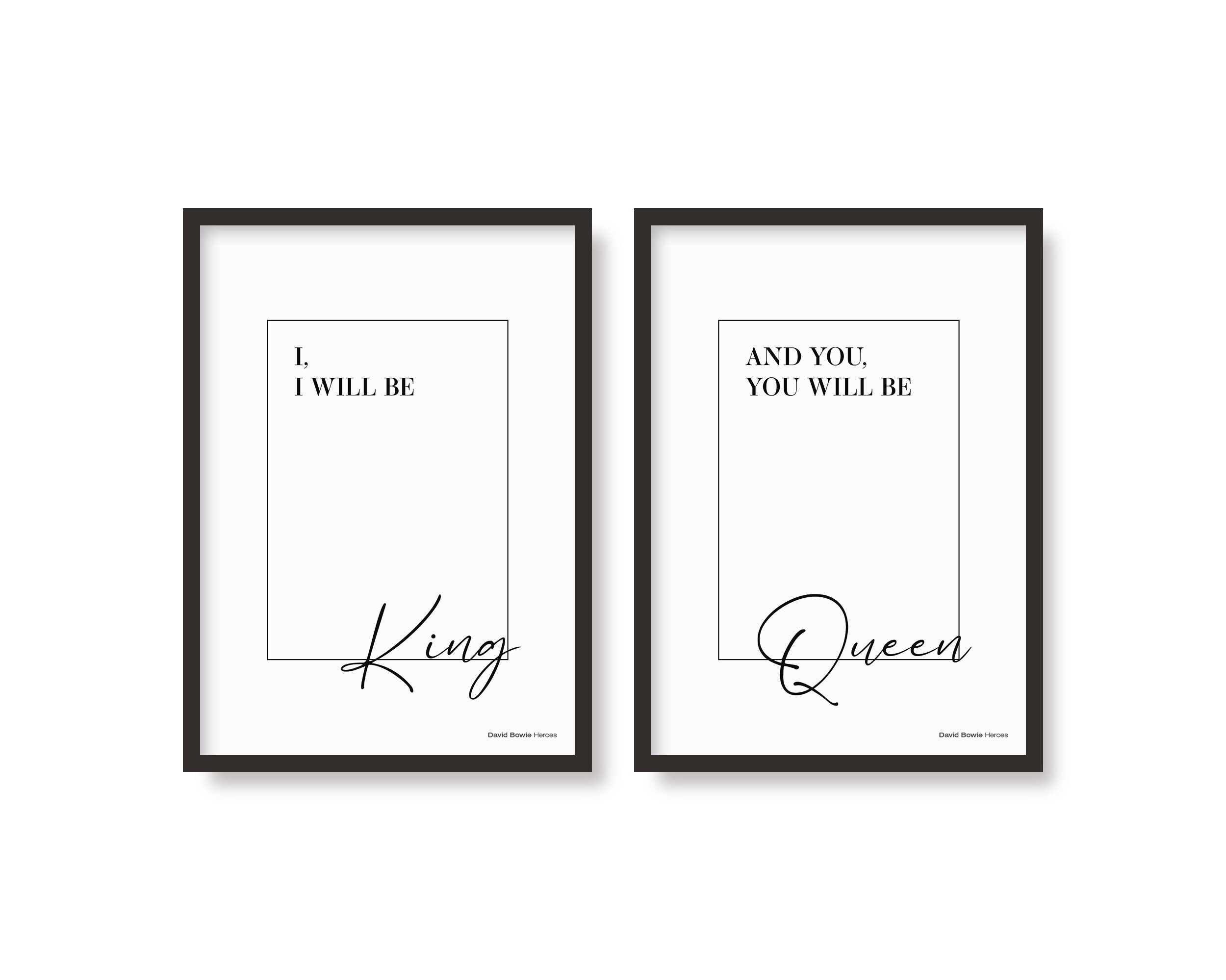 Heroes Inspired King & Queen Lyrics Poster Set Music Print -  Finland