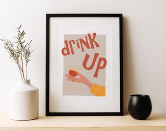 Drink Up Druck | Wein Wand Kunst | Klassische Cocktails Mixologie | Küche Cocktail Kunst | Cocktail-Poster | Bar Geschenk | Wohnkultur | Jubel