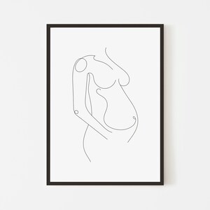 Body Art Linie Zeichnung | Schwangerschaft Torso Print | Schlafzimmer | Kinderzimmer | Baby Shower Geschenk | A5 A4 A3 | Neues Baby | Liebe | Wohndeko | Wandkunst |