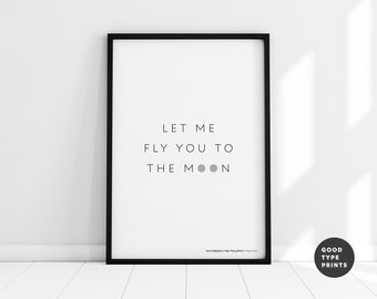 To The Moon Inspired Print | Music Poster | A6 A5 A4 A3 A2 A1 50x70cm | Typography | Home Decor | Indie Rock | Unframed