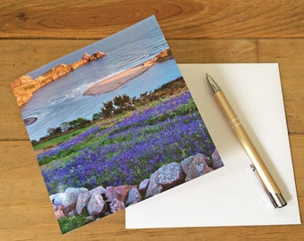 Wales photo card, image of Three Cliffs Bay sunset, Gower, UK  from an original photo, note card, birthday card.