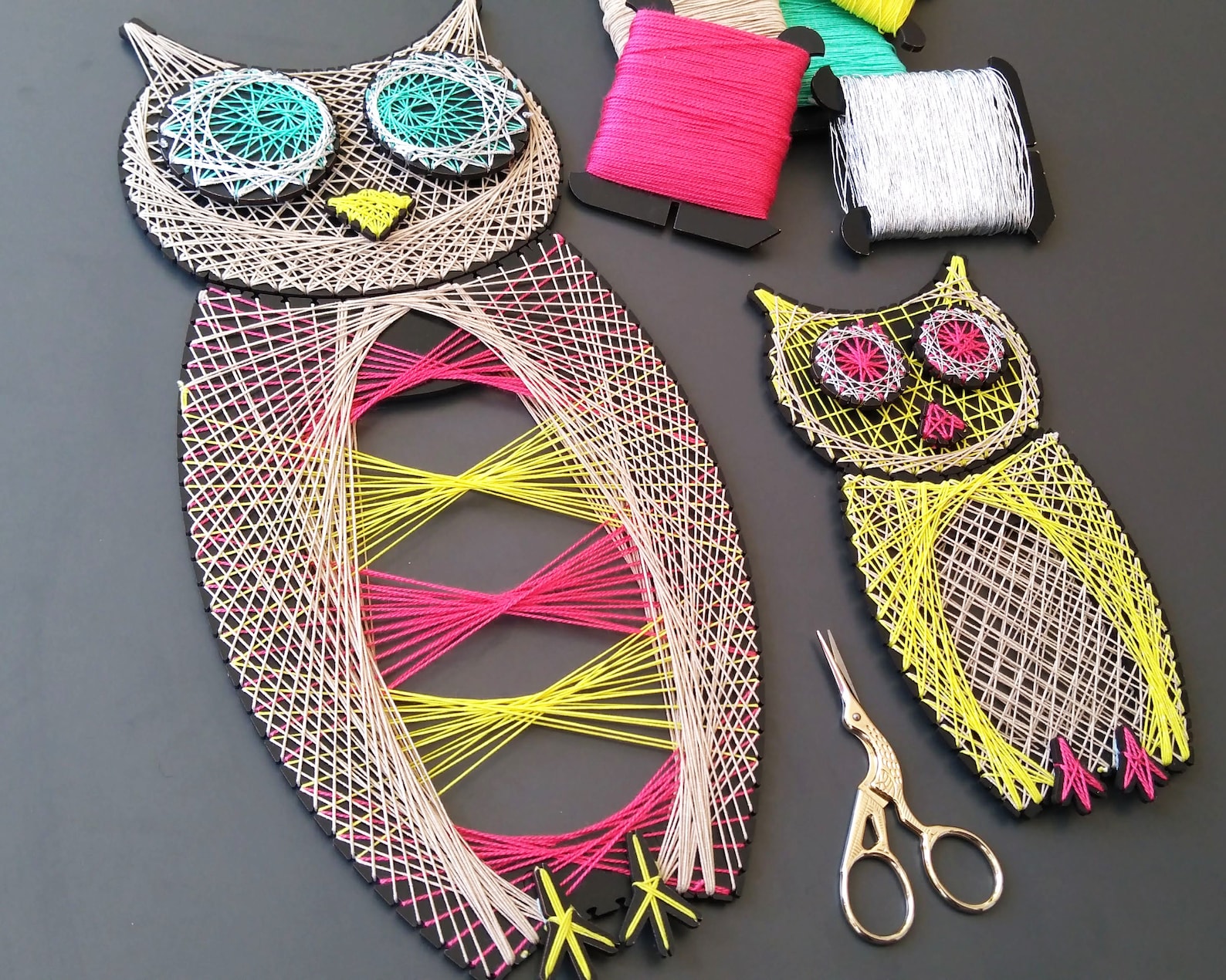 OWL STRING ART Kit Wall Hanging 2 Owls - Etsy