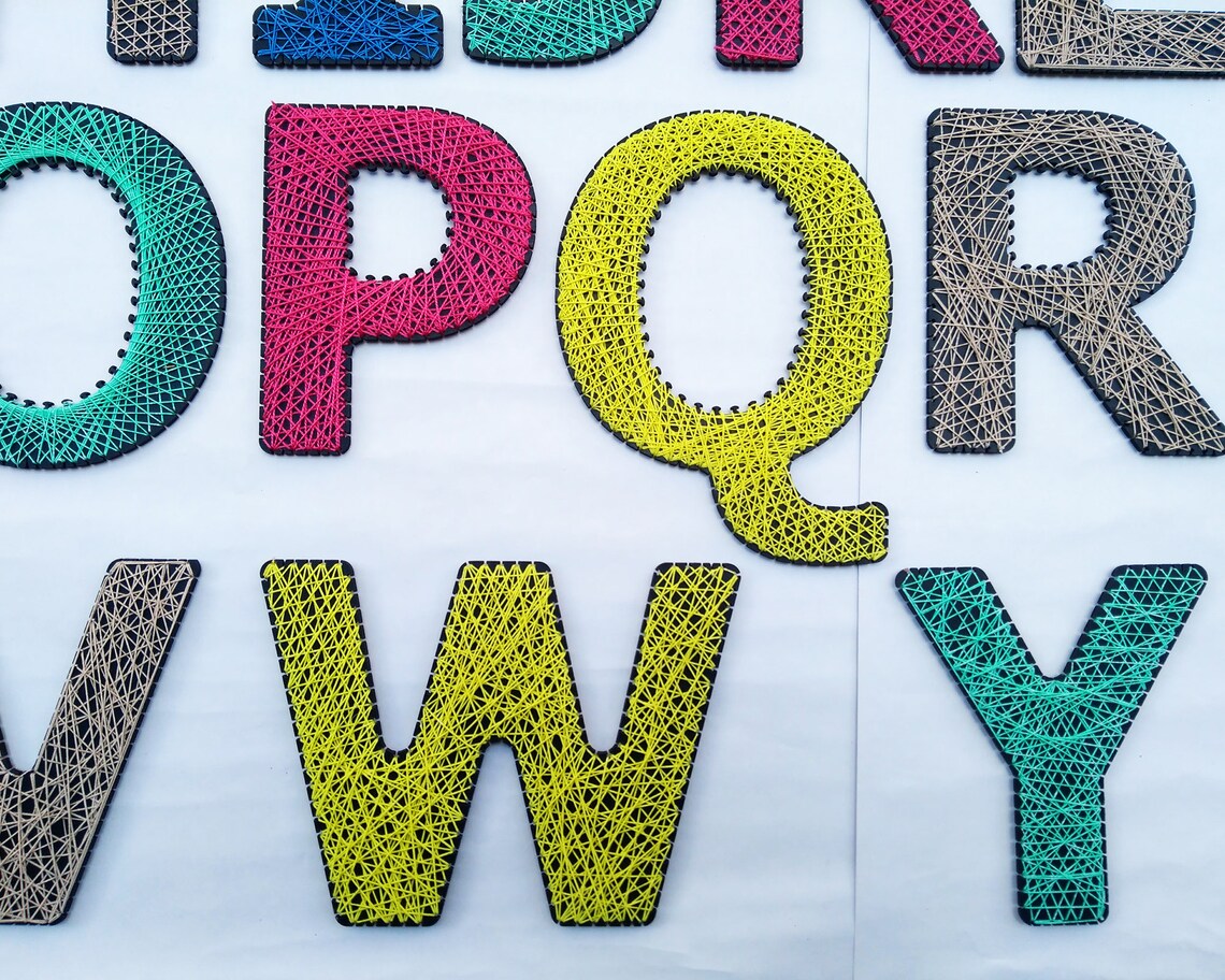 String Art Alphabet String Art Diy Letters Etsy