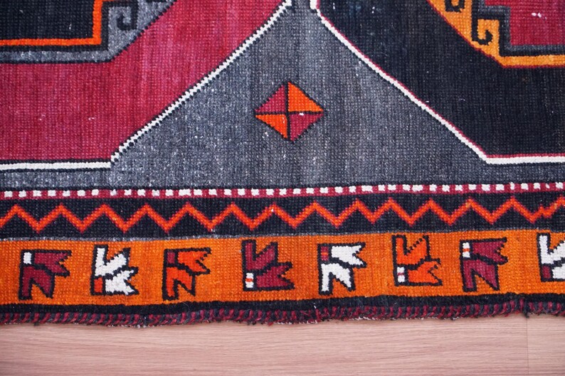 Orange Runner Rug, Soft Turkish Rug, Farmhouse Rug, Long Size Rug, Vintage Rug, Herki Runner, Hallway Rug, Stair Rug, 3.9x17.4 ft, GR 4579