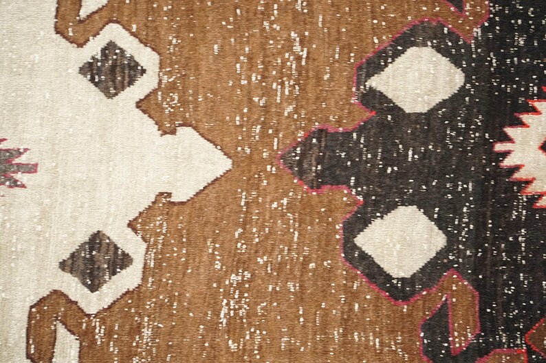Alfombra para peldaños de escalera, alfombra marrón, alfombra retro, alfombra de estilo rústico, alfombra de cocina, alfombra anudada a mano, alfombra turca vintage, 3,7 x 11,4 pies, alfombra suave, GR 1024 imagen 7
