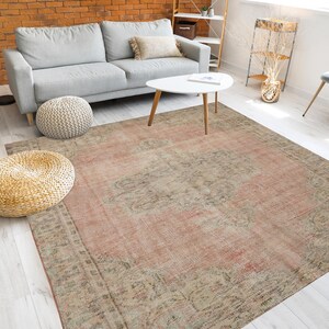Oriental Rug, Turkish Rug, Oushak Rug, Vintage Rug, Orange Rug, Faded Rug, Bedroom Rug, Entry Rug, Wool Rug, 5.3 x 8.9 feet, GR 3585