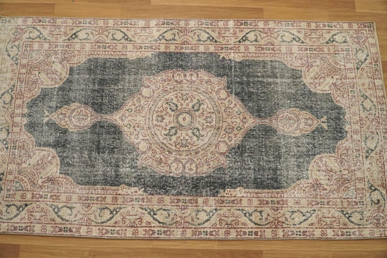 Primitive Rug, Eco Friendly Rug, Multicolor Rug, Saloon Rug, Vintage Rug, Hand Knotted Rug, Oriental Rug, Turkish Rug, 3.8x6.5 Ft, GR 4208