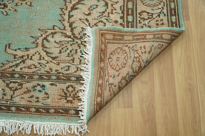 Oriental Oushak Rug, Pink Blue Rug, Bed Side Rug, Ornate Rug, Turkish Rug, Saloon Rug, Vintage Rug, Hand Knotted Rug, 5.9x9.7 Ft, GR 1935