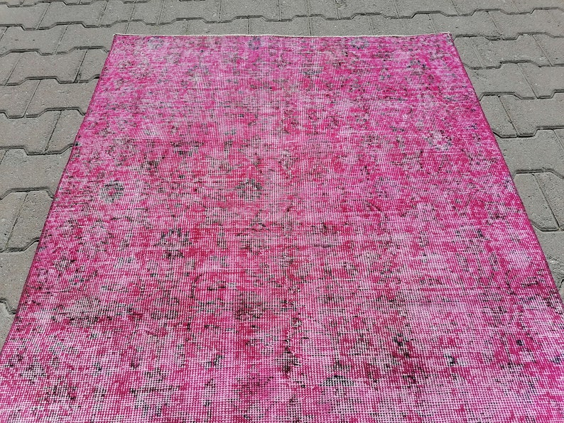 Pink Oushak Rug, Turkish Rug, Vintage Rug, Overdye Rug, Handmade Rug, Wool Rug, 3.5 x 6.2 feet, Boho Rug, Decorative Rug, GR 3090 image 6
