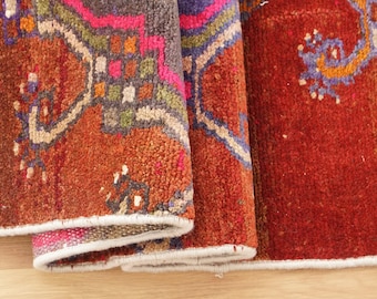 Orientteppich, Türkischer Wollteppich, Eingangsbereich, Vintage Oushak Teppich, Schafwolle Teppich, 100x250, Foyer Teppich, Weicher Teppich, GR 1025