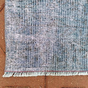 Alfombra hecha a mano, alfombra de pasillo para exteriores, alfombra azul, alfombra costera, tapete de lavandería, alfombra vintage, alfombra teñida, alfombra turca, 3.1 x 7.7 pies GR 3442 imagen 4