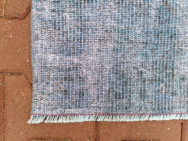 Alfombra hecha a mano, alfombra de pasillo para exteriores, alfombra azul, alfombra costera, tapete de lavandería, alfombra vintage, alfombra teñida, alfombra turca, 3.1 x 7.7 pies GR 3442 imagen 4